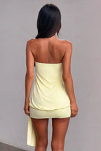 Yellow Eyelet Streamer Bodycon Mini Dress