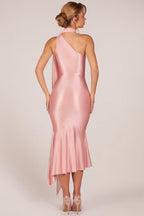 Blush One-Shoulder Mermaid Midi Dress