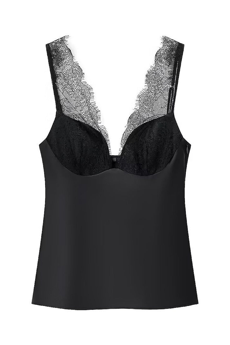 Black Satin Lace Bustier Cami Top