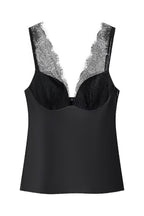 Black Satin Lace Bustier Cami Top