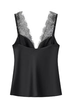 Black Satin Lace Bustier Cami Top
