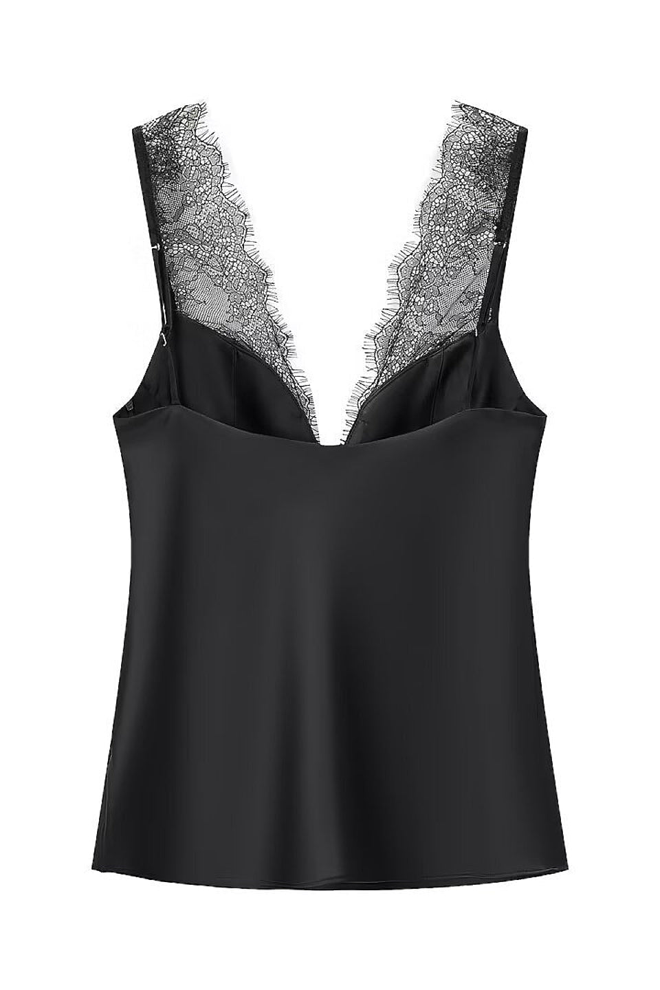 Black Satin Lace Bustier Cami Top