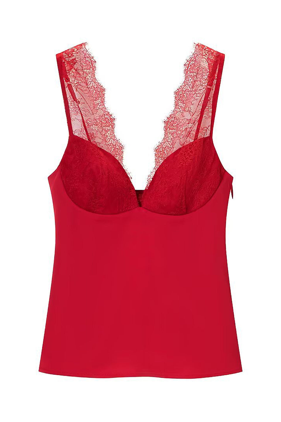 Red Satin Lace Bustier Cami Top