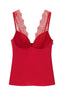 Red Satin Lace Bustier Cami Top