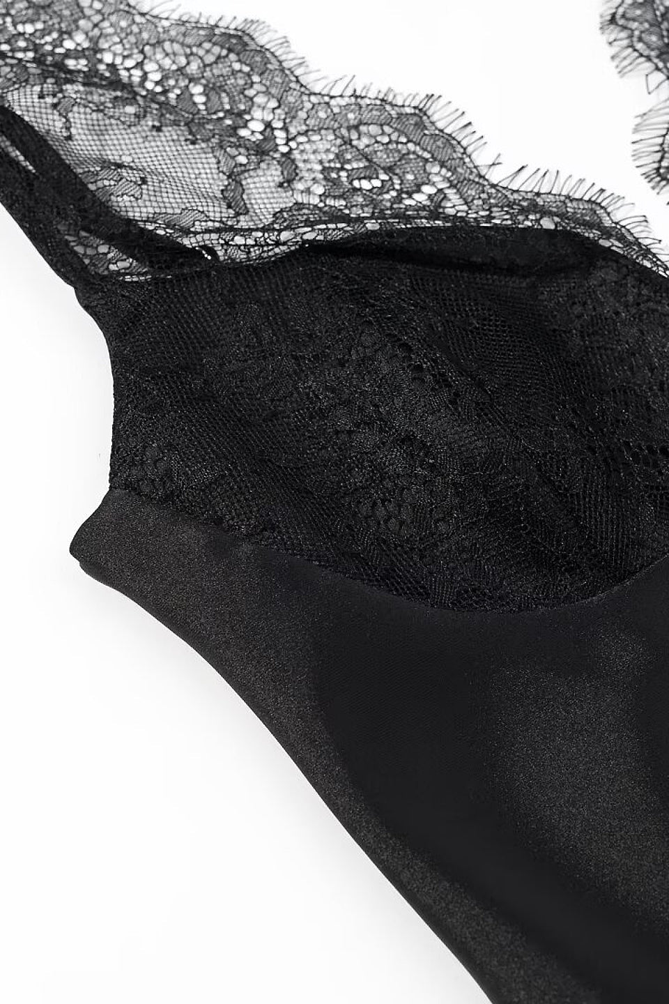 Black Satin Lace Bustier Cami Top