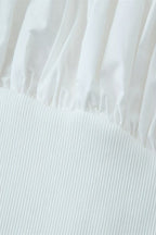 White Puff Sleeve Ruched Crop Top