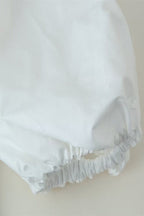 White Puff Sleeve Ruched Crop Top