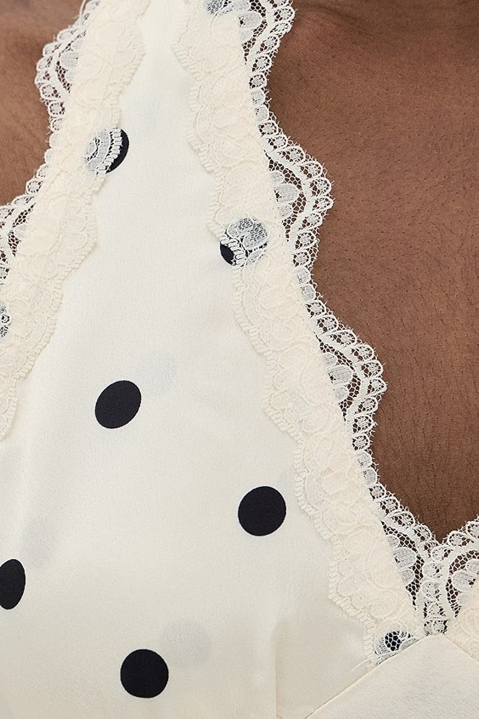 Cream Dot Halter Lace Bow Mini Dress