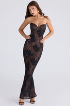 Black Lace Sleeve Bodycon Maxi Dress