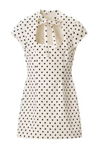 Cream Dot Square Neck Tie Mini Dress