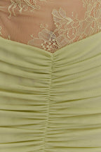 Sage Lace Cutout Mesh Maxi Dress