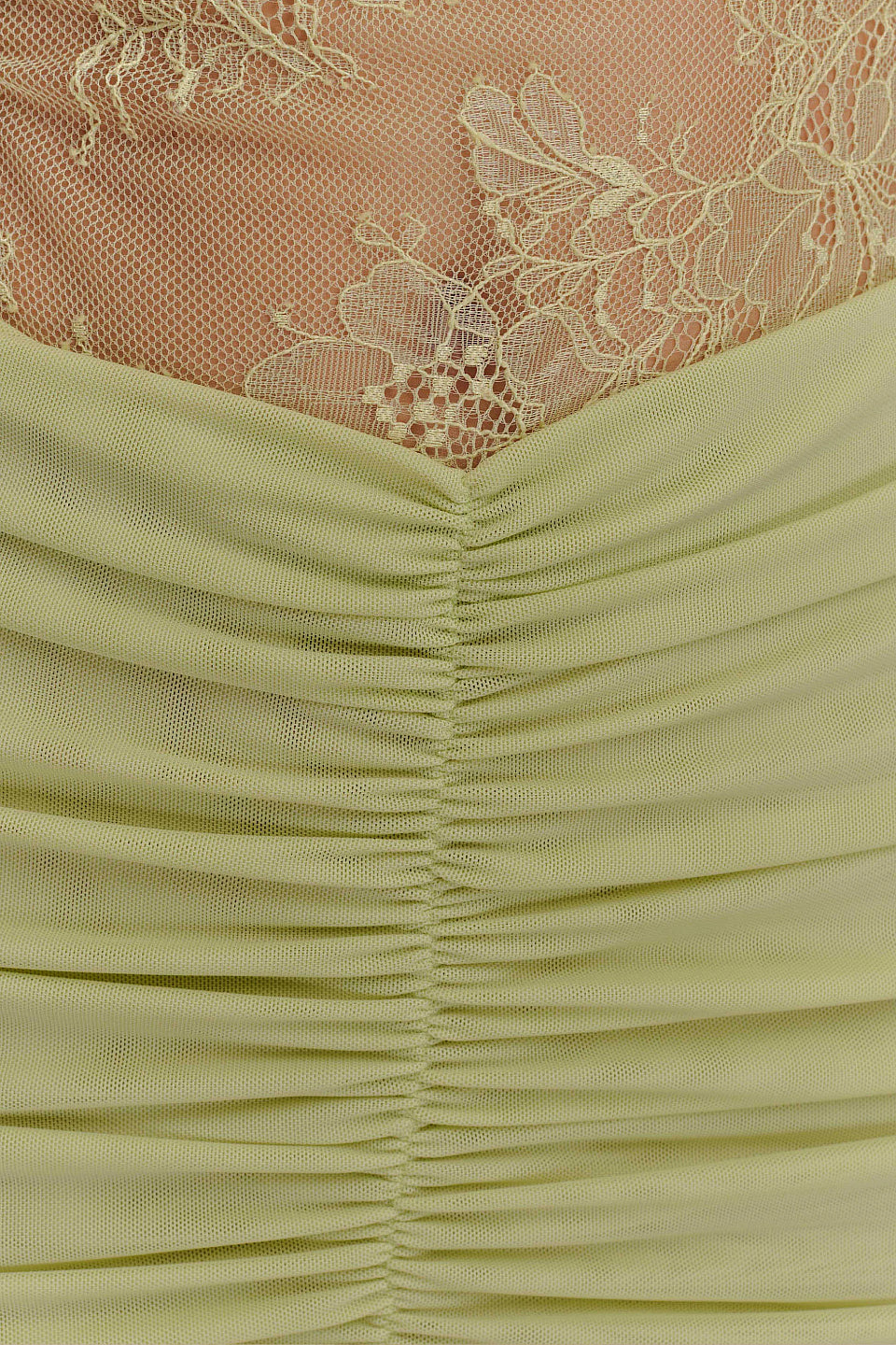 Sage Lace Cutout Mesh Maxi Dress