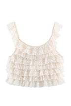 Cream Lace Ruffle Tiered Crop Top