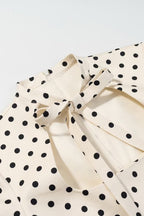 Cream Dot Square Neck Tie Mini Dress