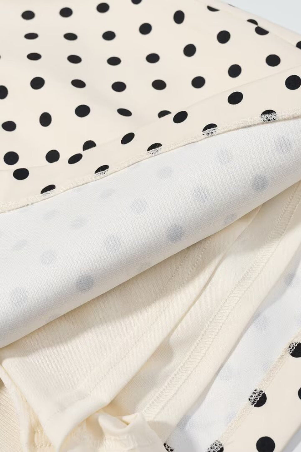 Cream Dot Square Neck Tie Mini Dress