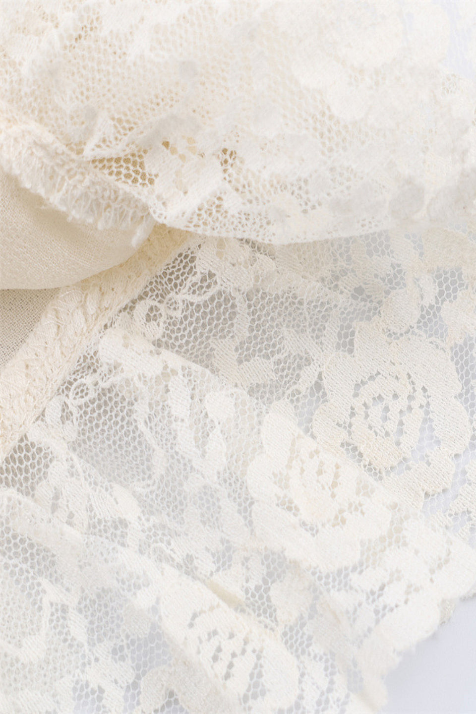 Cream Lace Ruffle Tiered Crop Top