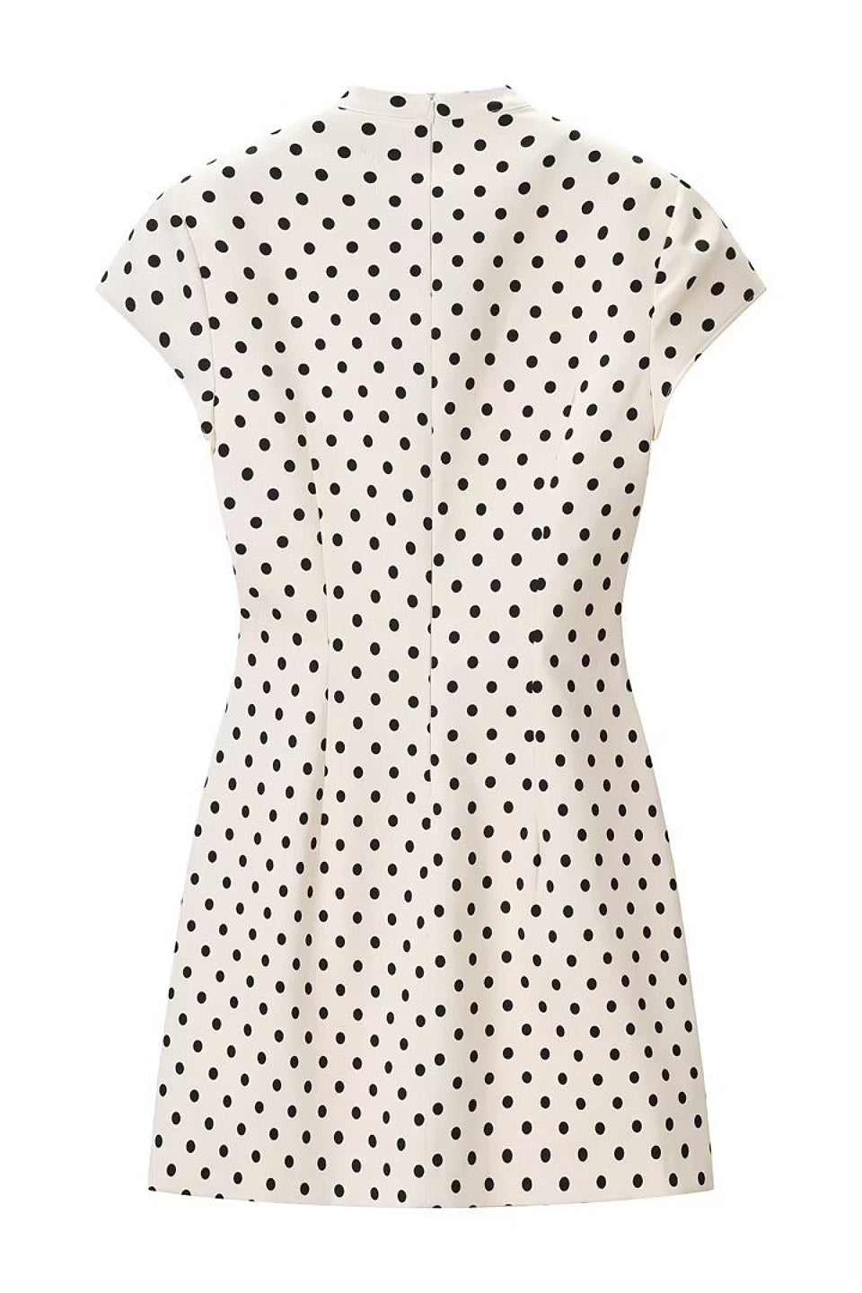 Cream Dot Square Neck Tie Mini Dress