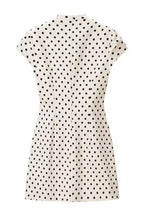 Cream Dot Square Neck Tie Mini Dress