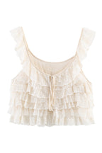 Cream Lace Ruffle Tiered Crop Top