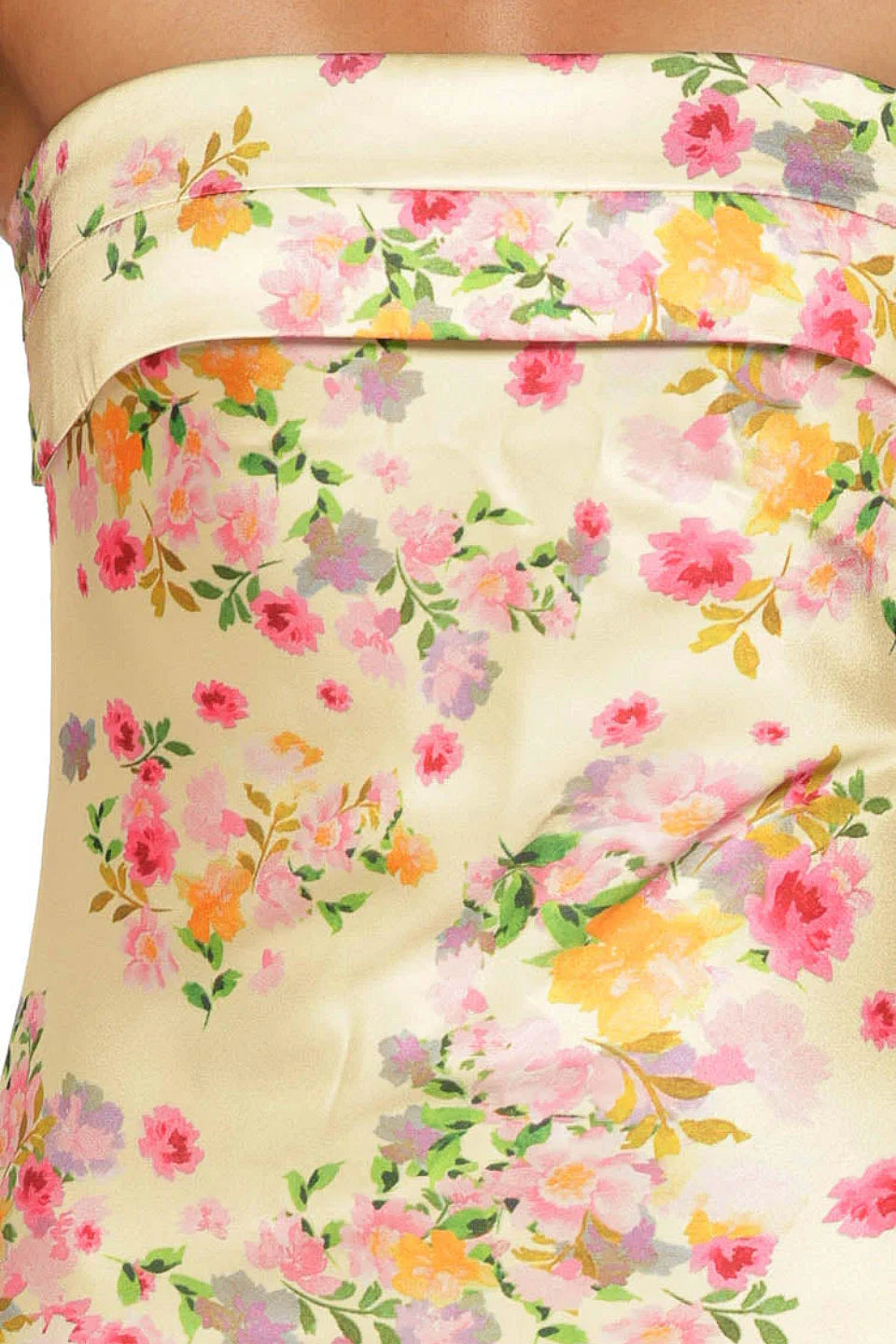 Butter Yellow Floral Satin Maxi Dress