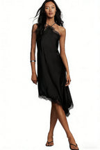Midnight Lace Halter Midi Dress