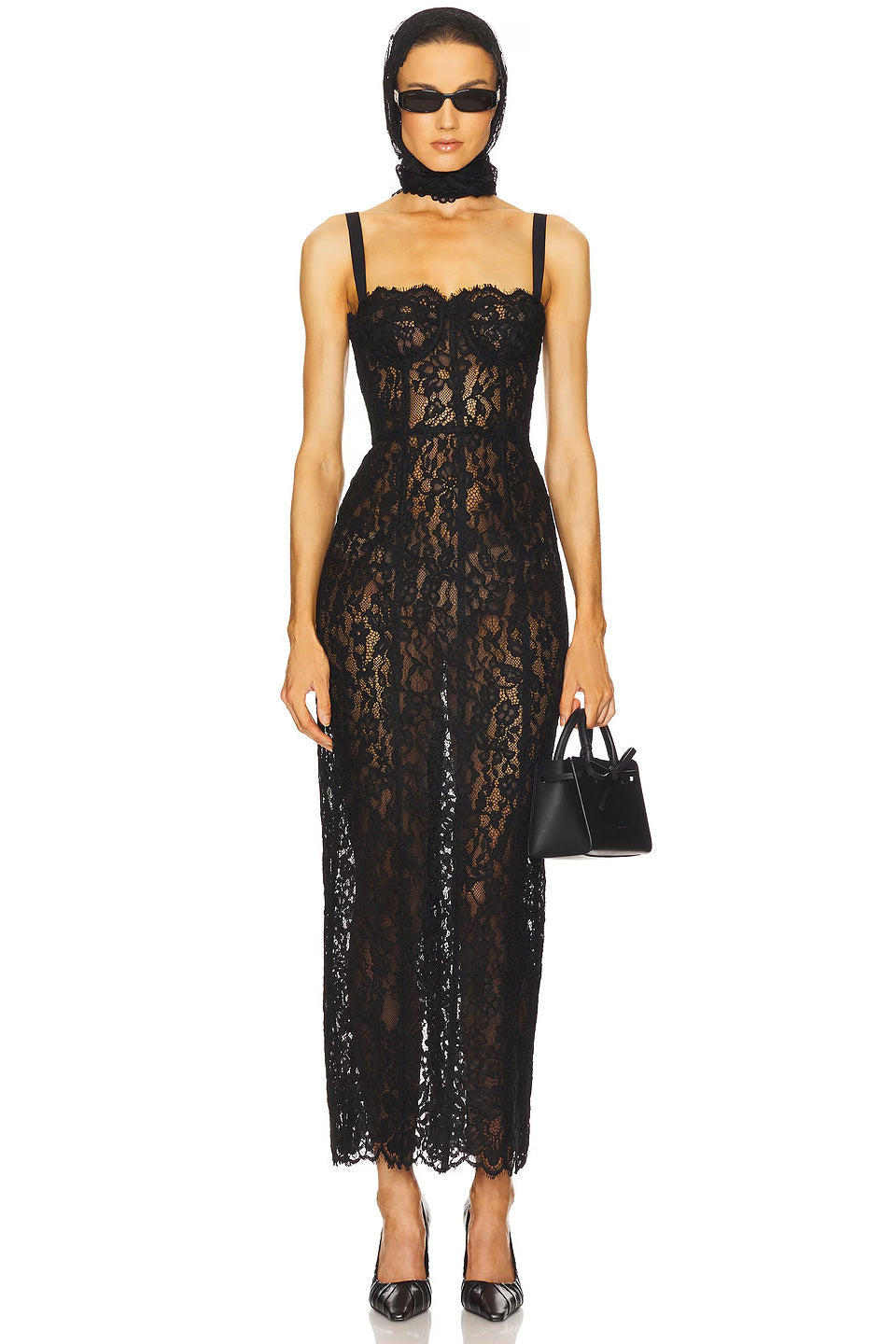 Floral Lace Corset Midi Gown