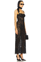 Floral Lace Corset Midi Gown