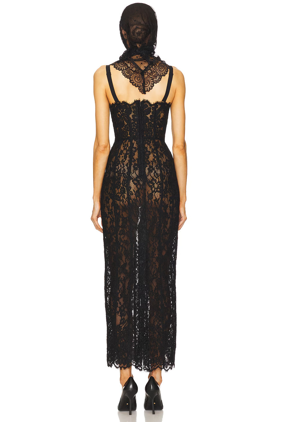 Floral Lace Corset Midi Gown