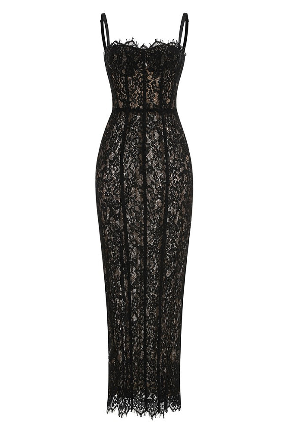 Floral Lace Corset Midi Gown