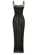 Floral Lace Corset Midi Gown
