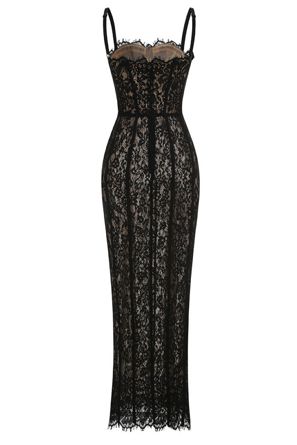 Floral Lace Corset Midi Gown