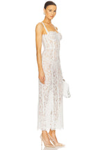 White Lace Corset Midi Gown