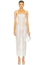 White Lace Corset Midi Gown
