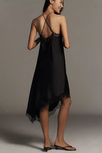 Midnight Lace Halter Midi Dress