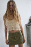Cream Lace Ruffle Tiered Crop Top