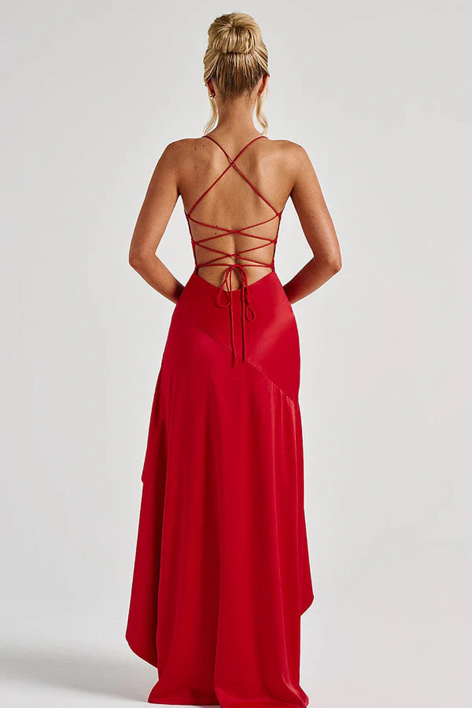 Scarlet Satin Wrap Maxi Dress