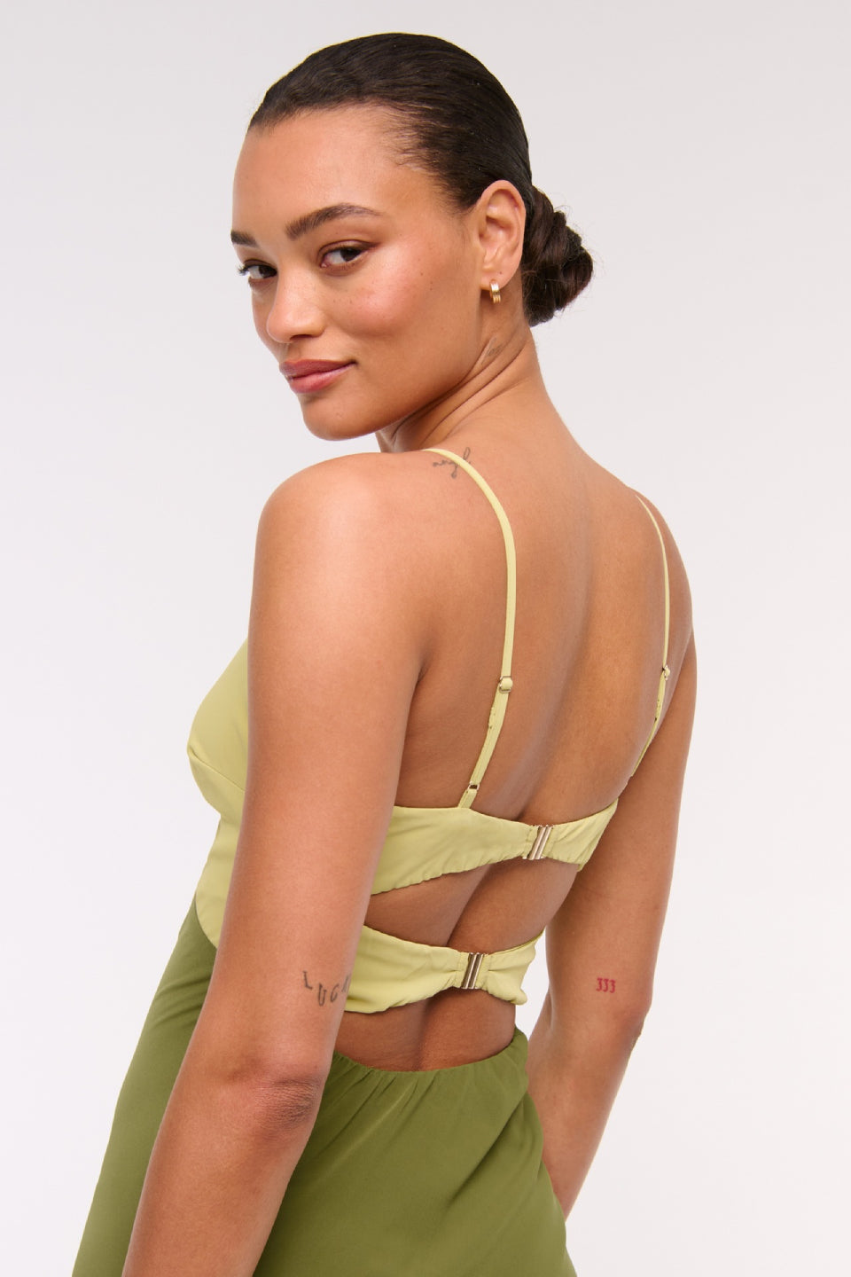 Olive Satin Maxi Dress