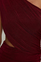 Burgundy One Shoulder Mini Dress