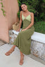 Olive Satin Maxi Dress