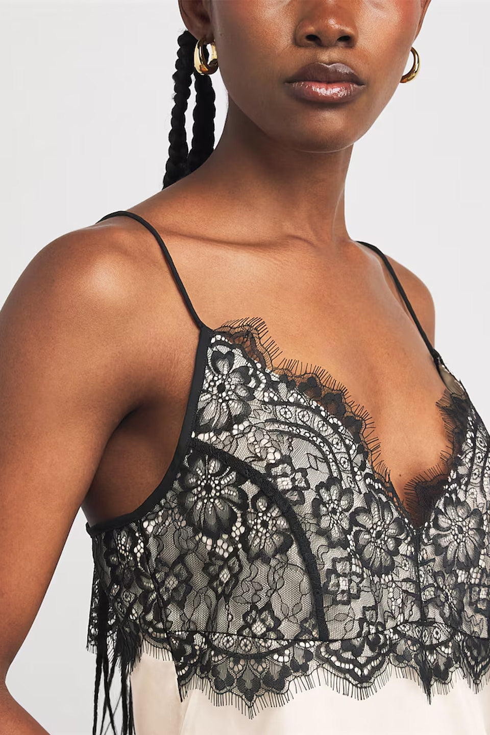Ivory Lace Satin Cami Top