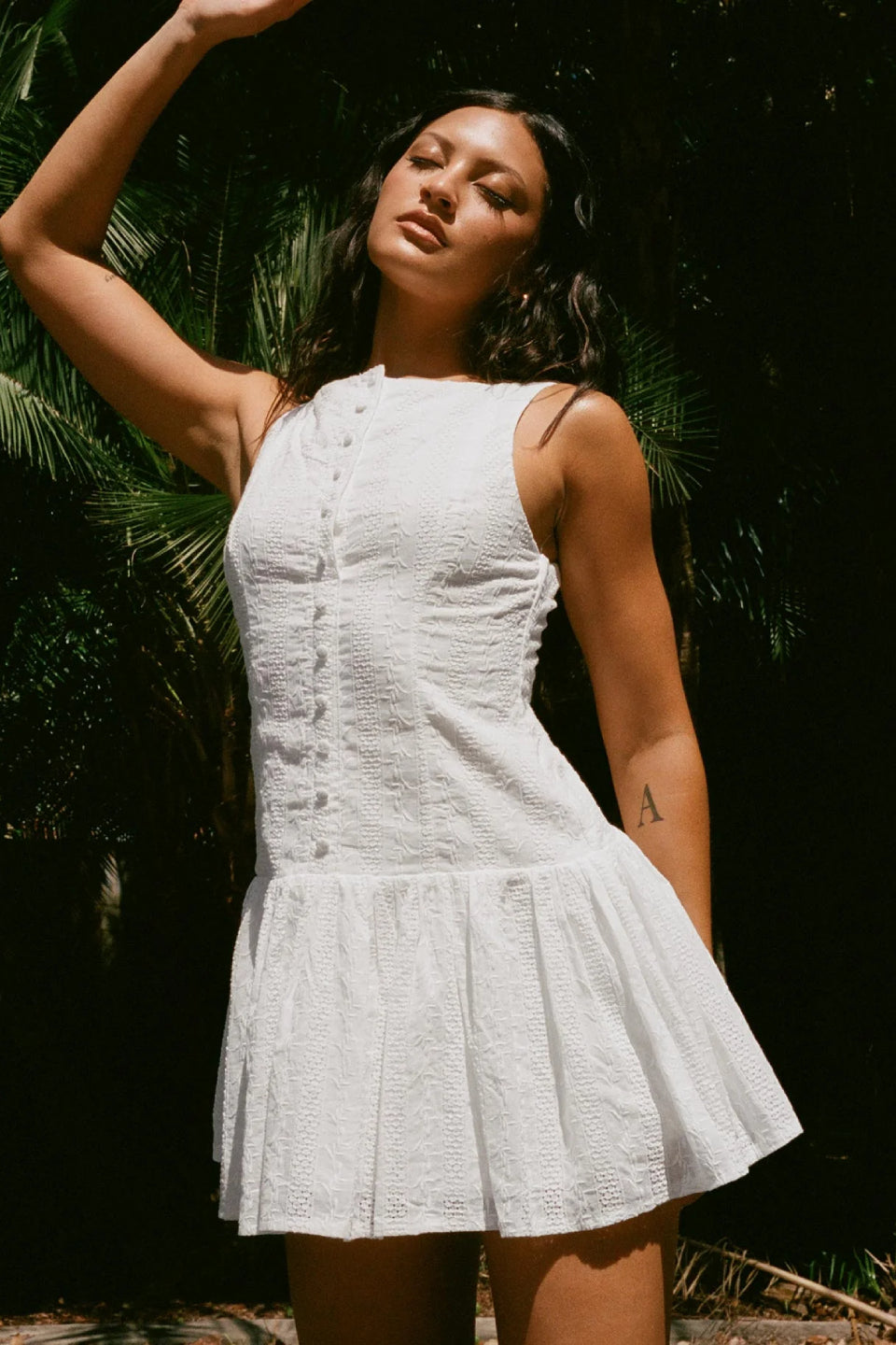 White Eyelet Mini Dress