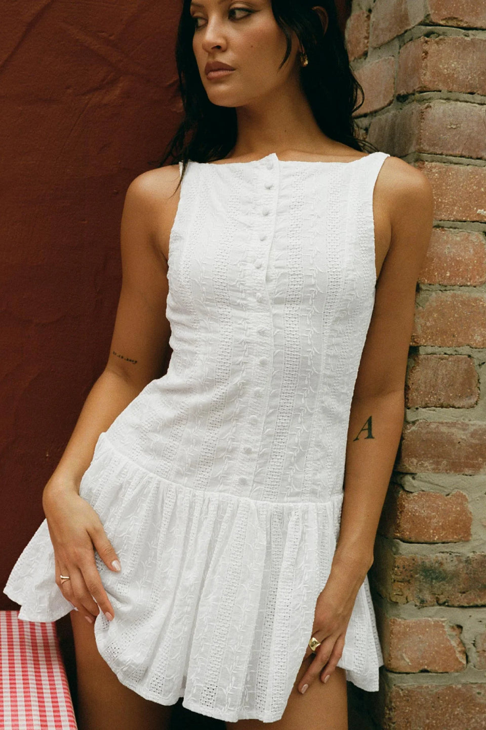 White Eyelet Mini Dress