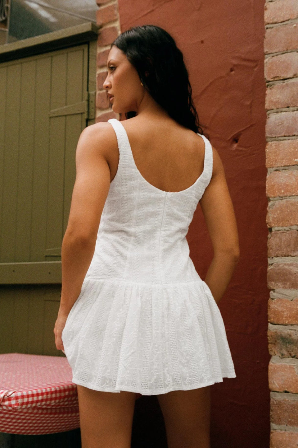 White Eyelet Mini Dress