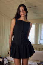 Black Eyelet Mini Dress