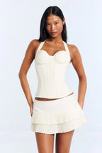 Cream Corset Halter Top