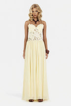 Yellow Floral Lace Maxi Dress