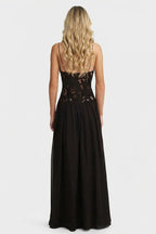 Noir Floral Lace Maxi Dress