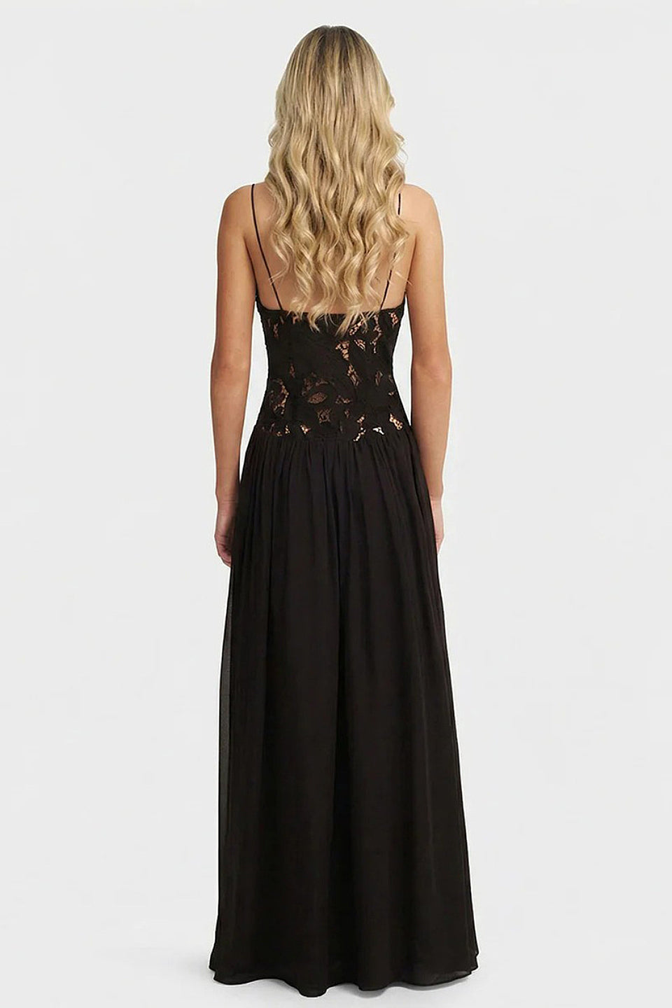 Noir Floral Lace Maxi Dress