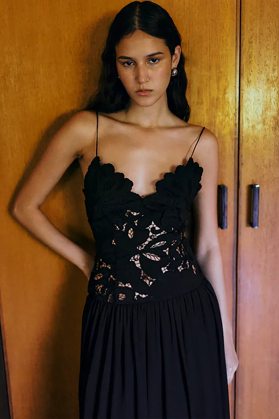 Noir Floral Lace Maxi Dress