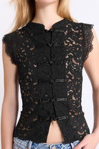 Noir Lace Mandarin Crop Top
